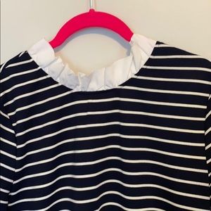 High neck navy and white dress